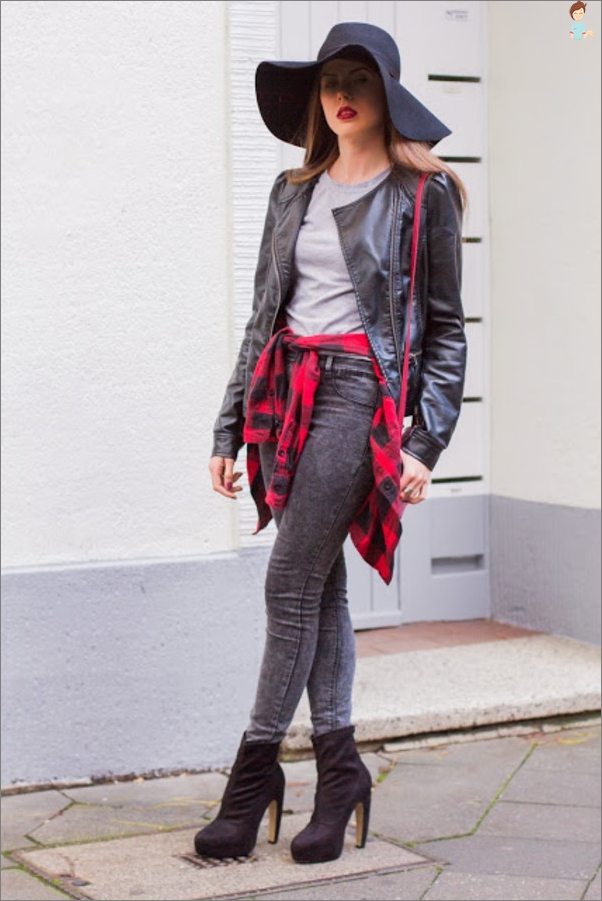 Boots with leather jacket