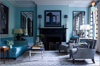 Interior in blue colors: subtlety and secrets